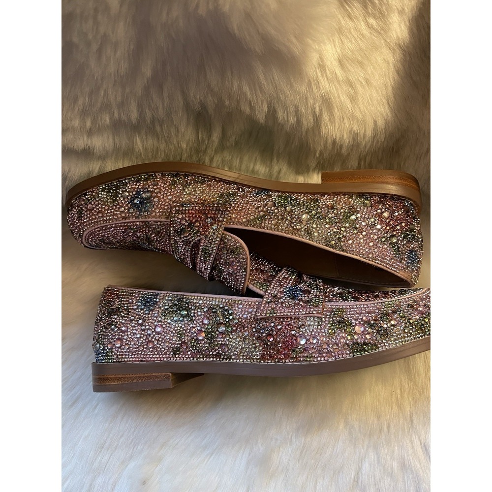 Betsey Johnson Aron Floral Bejeweled Rhinestone Loafers Women's Shoes Size 7.5 - Picture 2 of 10